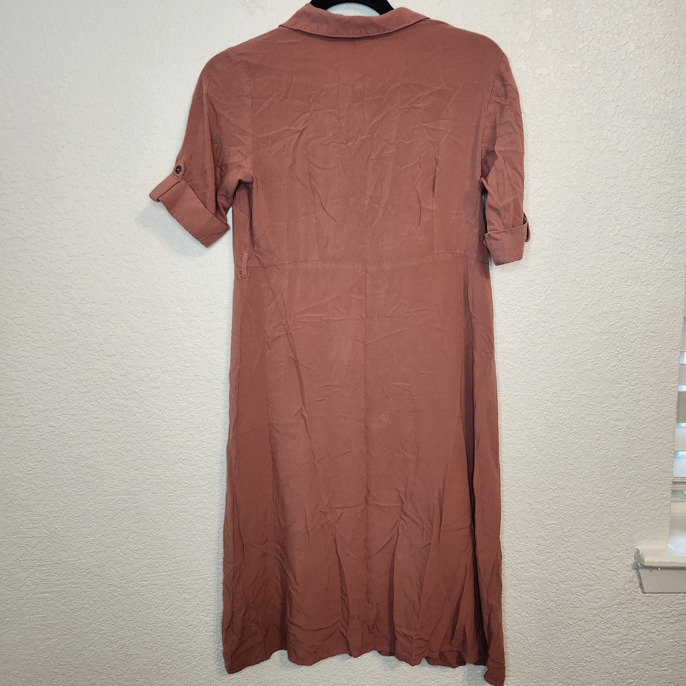Figs Button-Front Shirt Dress in Dusty Rose - Picture 12 of 15